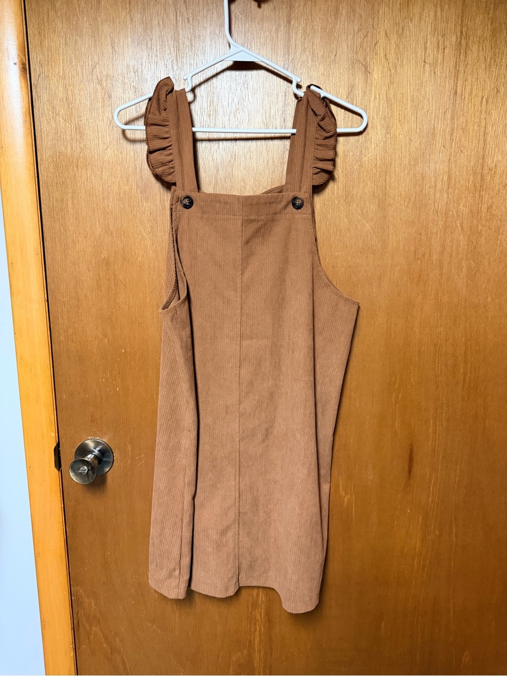 SHEIN Brown Ruffle Strap Midi Jumper Dress